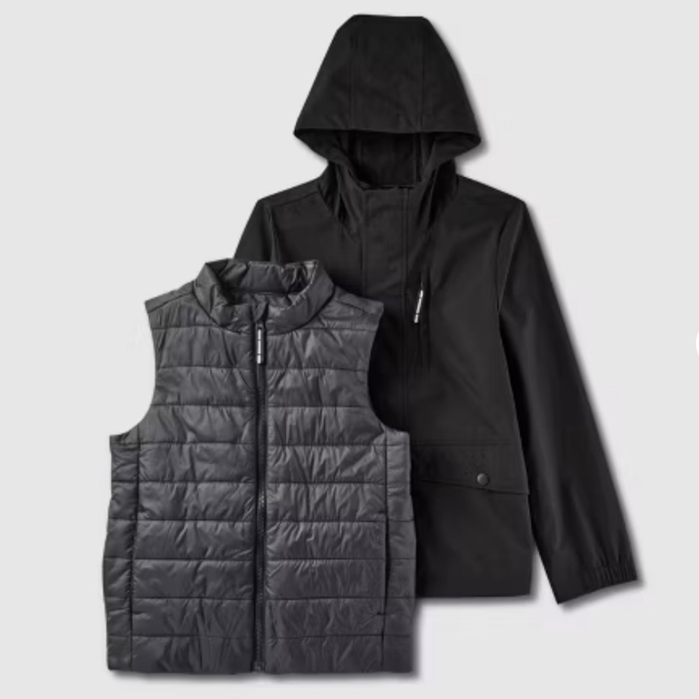Cat & Jack Kid’s Solid Black 3-in-1 Jacket Size XS (4/5)